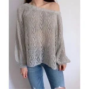 Free People Oversized Knit Alpaca Wool Blend Sweater Cozy Fall Winter Warm